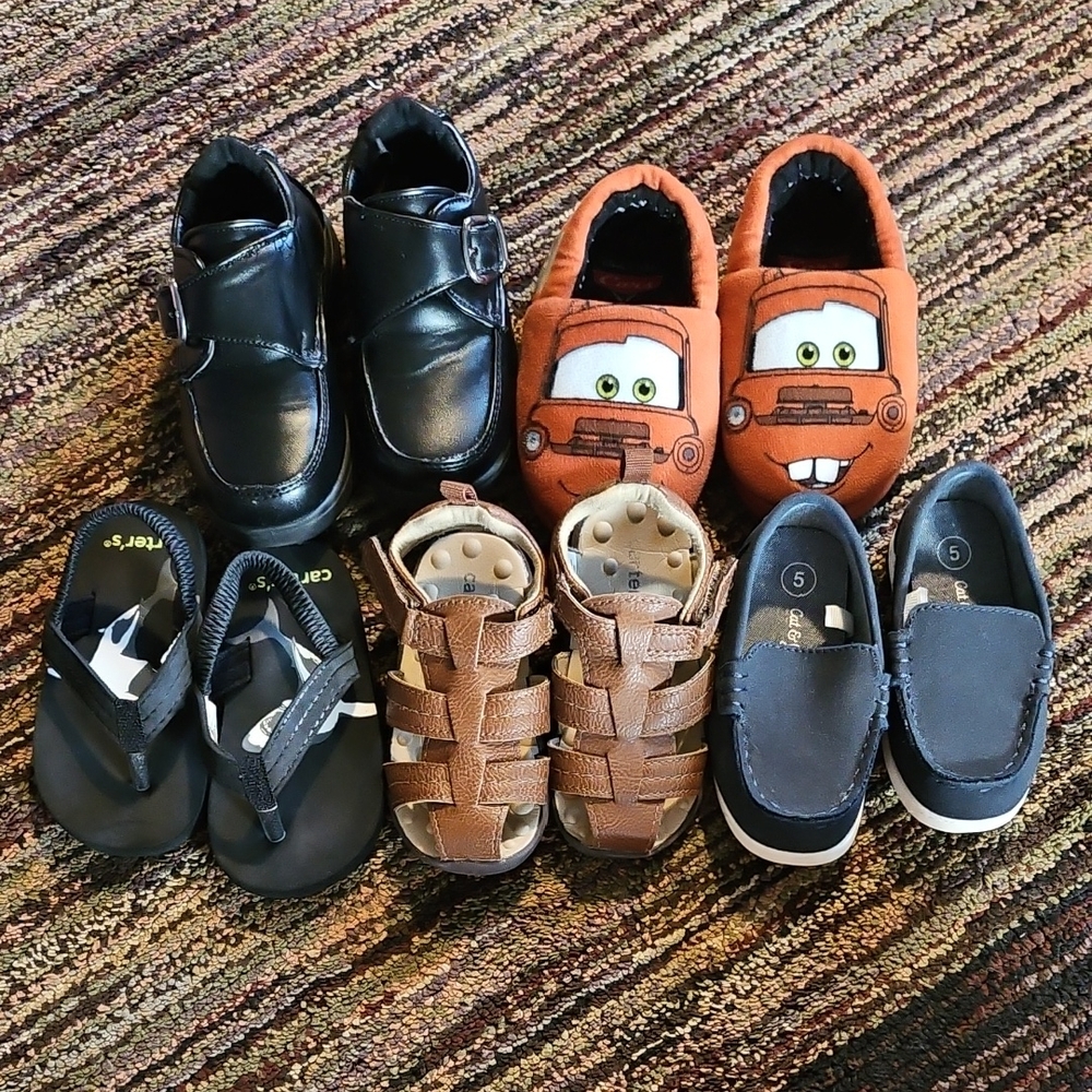 5 Pairs, Boys Toddler Size 5, Dress Shoes, Shoes, Sandles, Disney Mater Slippers